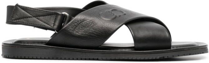 Casadei crossover strap leather sandals Black