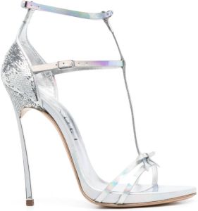 Casadei crystal-embellished 115mm heel sandals Silver