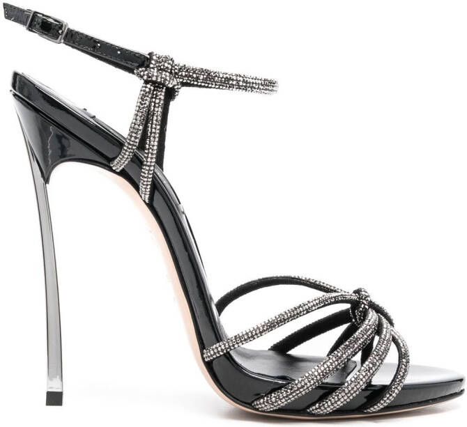 Casadei crystal-embellished 135mm heel sandals Black
