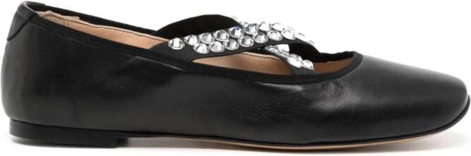 Casadei crystal-embellished ballerina shoes Black