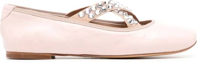 Casadei crystal-embellished ballerina shoes Pink