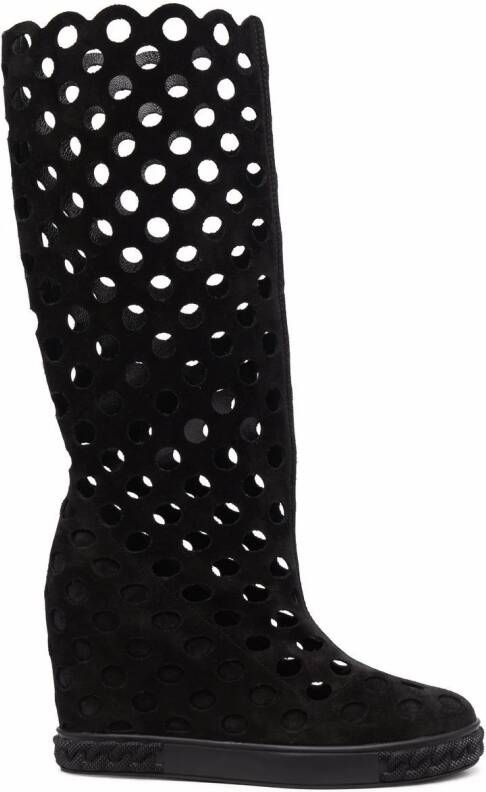Casadei cut-out leather boots Black