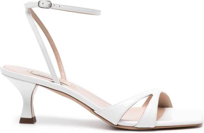 Casadei cut-out patent-leather sandals White
