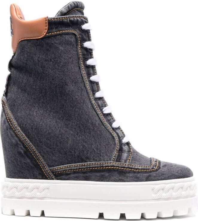 Casadei Denim wedge sneakers Grey