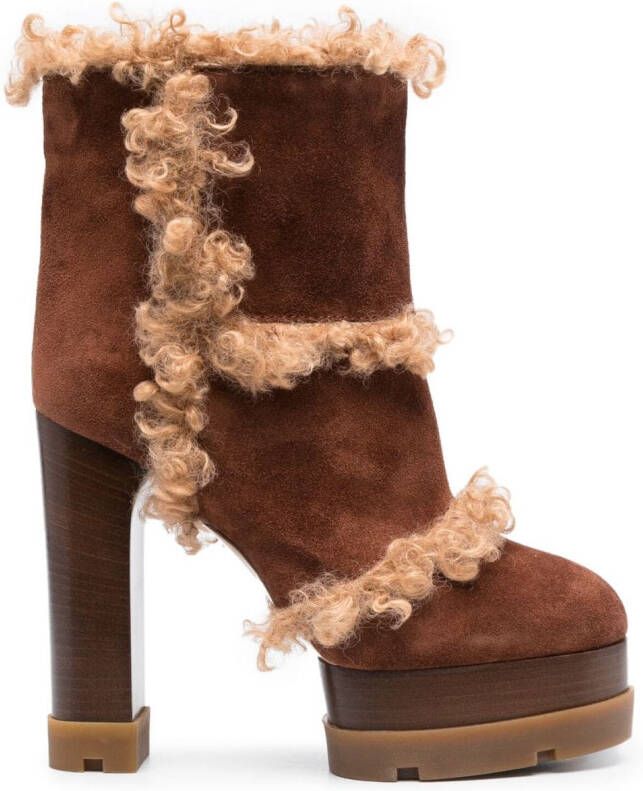 Casadei Dolomiti Marica 120mm leather boots Brown