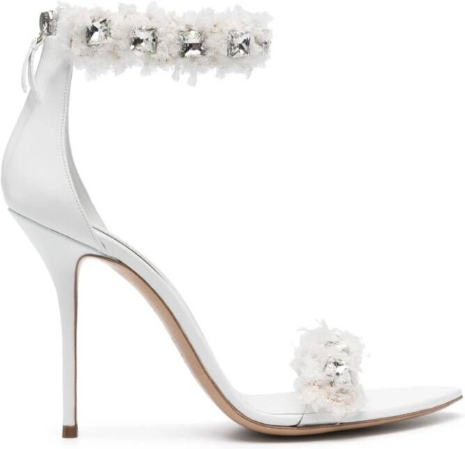 Casadei Elasa+Minorca gem-embellished leather sandals White