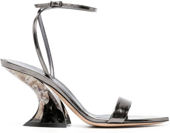 Casadei Elodie 75mm metallic-finish sandals Grey