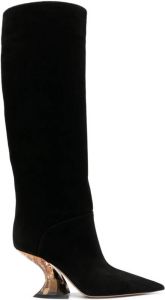 Casadei Elodie 85mm knee-length suede boots Black