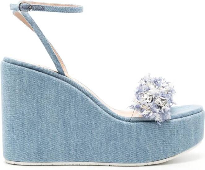 Casadei Elsa 80mm wedge sandals Blue