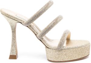 Casadei embellished calf leather mules Gold