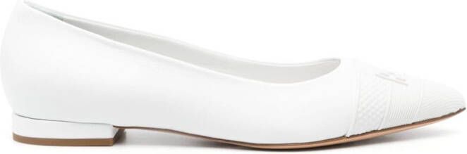 Casadei embossed-logo 15mm leather ballerinas White