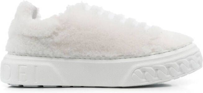Casadei faux-shearling low-top sneakers White