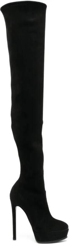 Casadei Flora 140mm above-knee platform boots Black