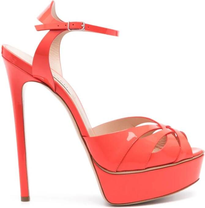 Casadei Flora 140mm patent leather sandals Red