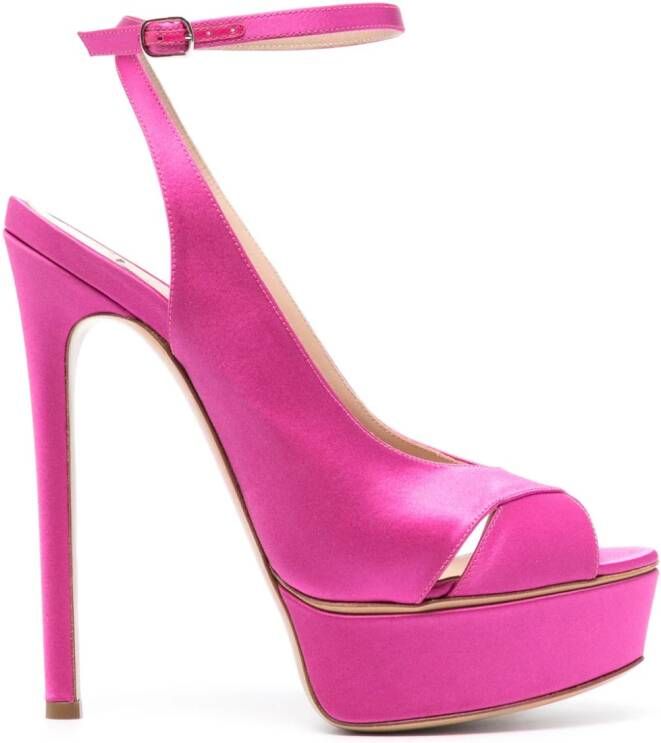 Casadei Flora Jolly 140mm satin sandals Pink