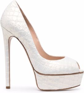 Casadei Flora Lacroc platform pumps White