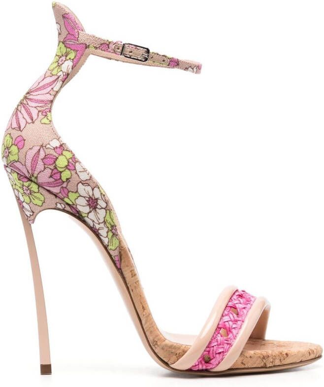 Casadei Floral Cappa Blade 125mm sandals Pink