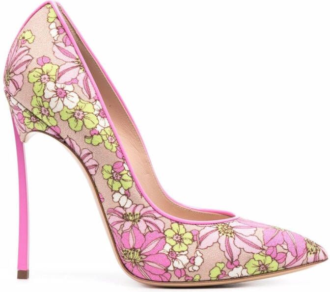 Casadei floral pointed pumps Pink