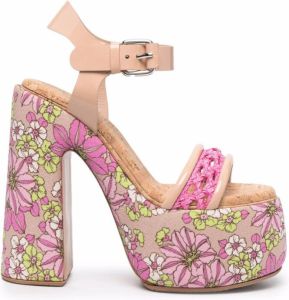 Casadei floral-print platform sandals Pink