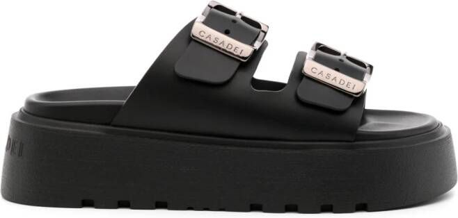 Casadei Florence double-strap chunky-sole sandals Black