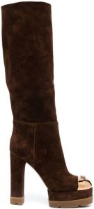 Casadei foldable contrast-toe boots Brown