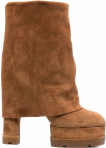 Casadei folded-cuff platform boots Brown