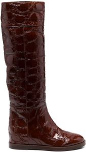 Casadei Galapus croco-embossed effect boots Brown