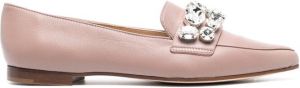 Casadei gem-embellished leather loafers Pink