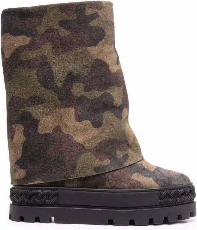 Casadei Generation X camouflage-print 80mm boots Green