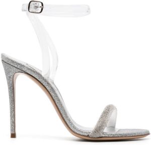 Casadei Giulia Hollywood 105mm glittered sandals Silver