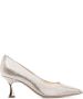 Casadei Glistening 75mm leather pumps Gold - Thumbnail 1
