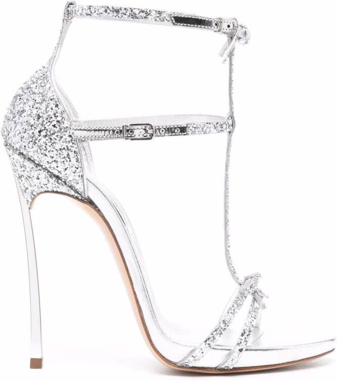 Casadei glitter bow-detail sandals Grey