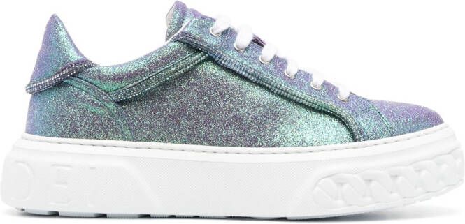 Casadei glittered low-top sneakers Blue