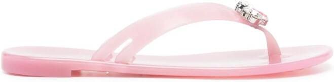 Casadei Jelly crystal-embellished flip flops Pink