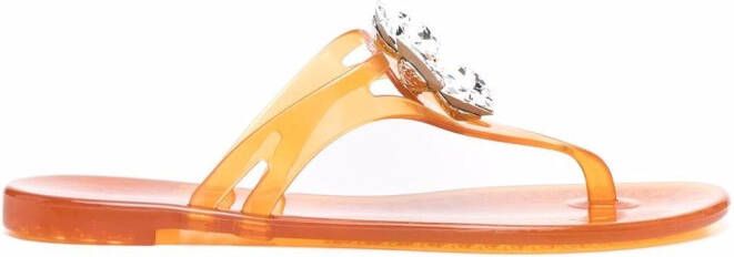 Casadei Jelly crystal-embellished sandals Orange