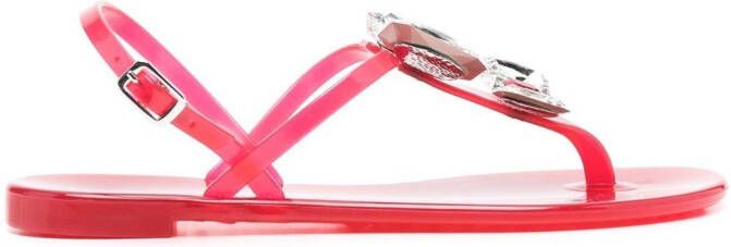 Casadei Jelly crystal-embellished sandals Red