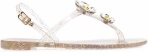 Casadei Jelly floral-appliqué thong sandals White