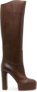 Casadei Julia 111mm knee-length leather boots Neutrals
