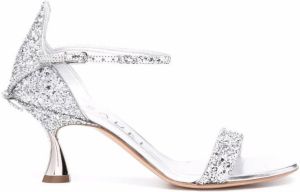 Casadei K Blade glitter-embellished sandals Silver