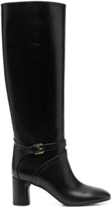 Casadei Kate buckled-strap 60mm knee boots Black