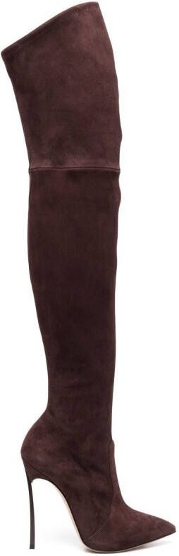 Casadei knee-high suede boots Red