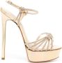 Casadei knot-detail stiletto sandals Gold - Thumbnail 1