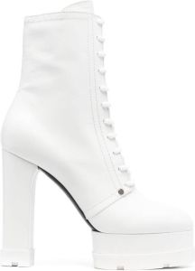 Casadei lace-front 140mm heeled boots White