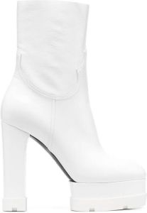 Casadei leather platform boots White