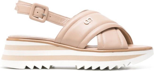 Casadei leather platform sandals Neutrals