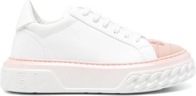 Casadei logo-engraved leather sneakers White