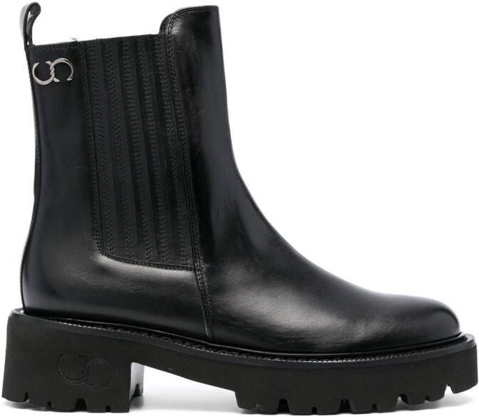 Casadei logo-plaque 50mm leather ankle boots Black