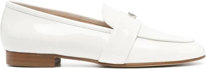 Casadei logo plaque patent loafers White