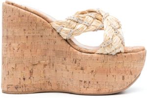Casadei Luna Biamuri 140mm wedge mules Neutrals