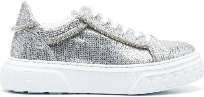 Casadei metallic-effect low-top sneakers Silver